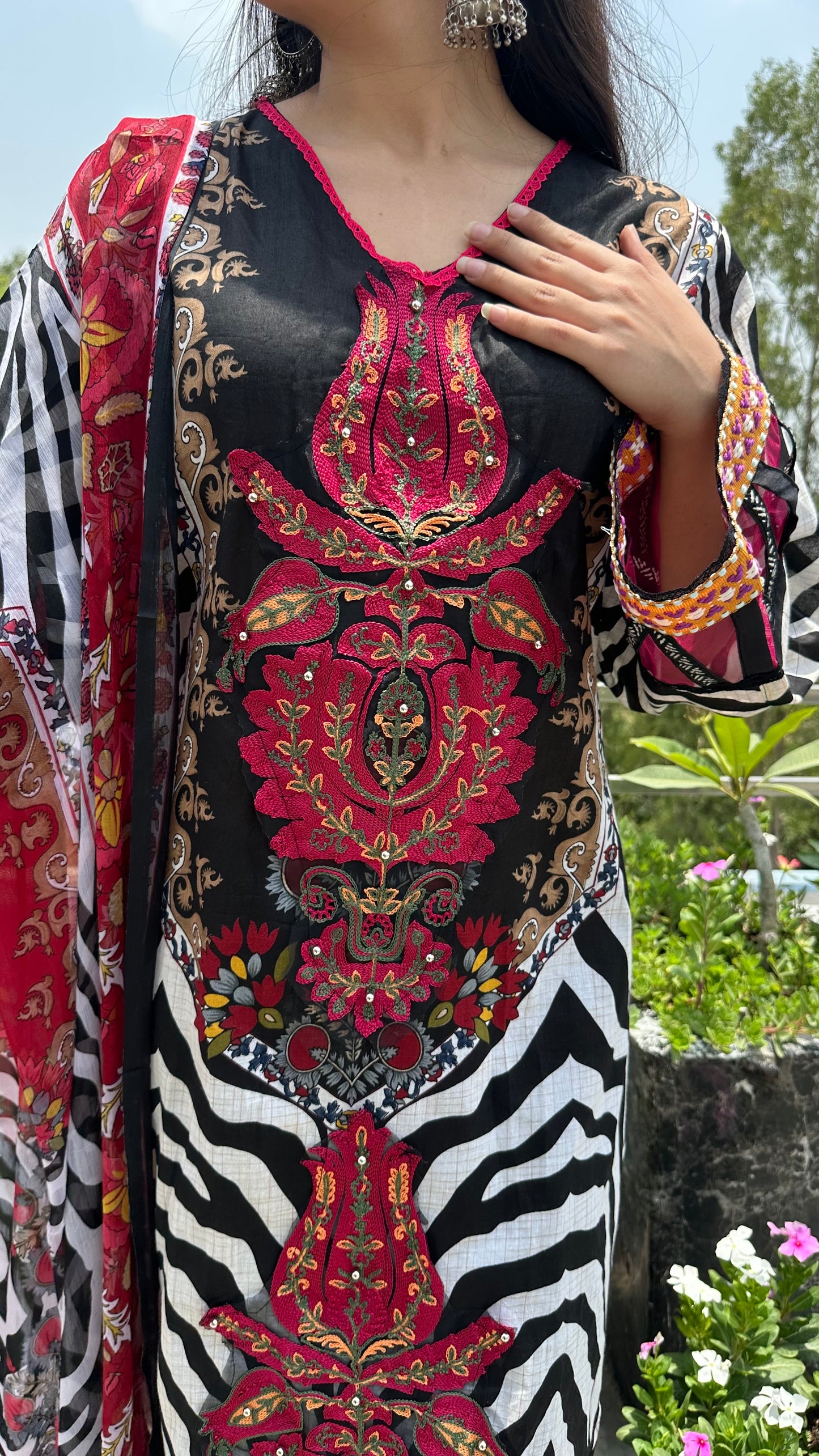 BLACK RED COTTON SET