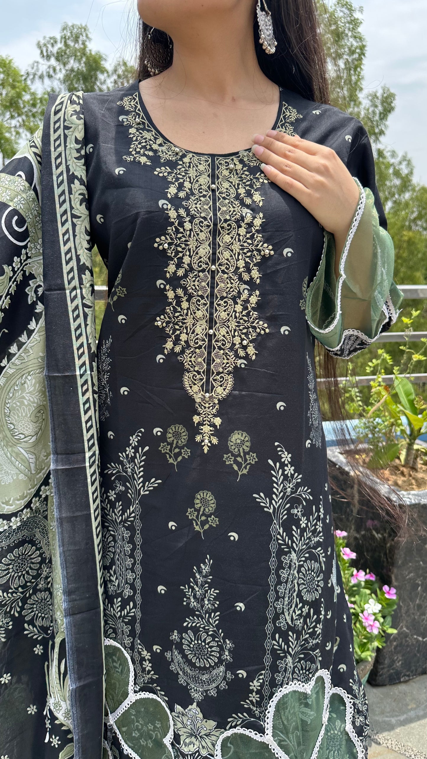 INDO COTTON BLACK GREEN SET