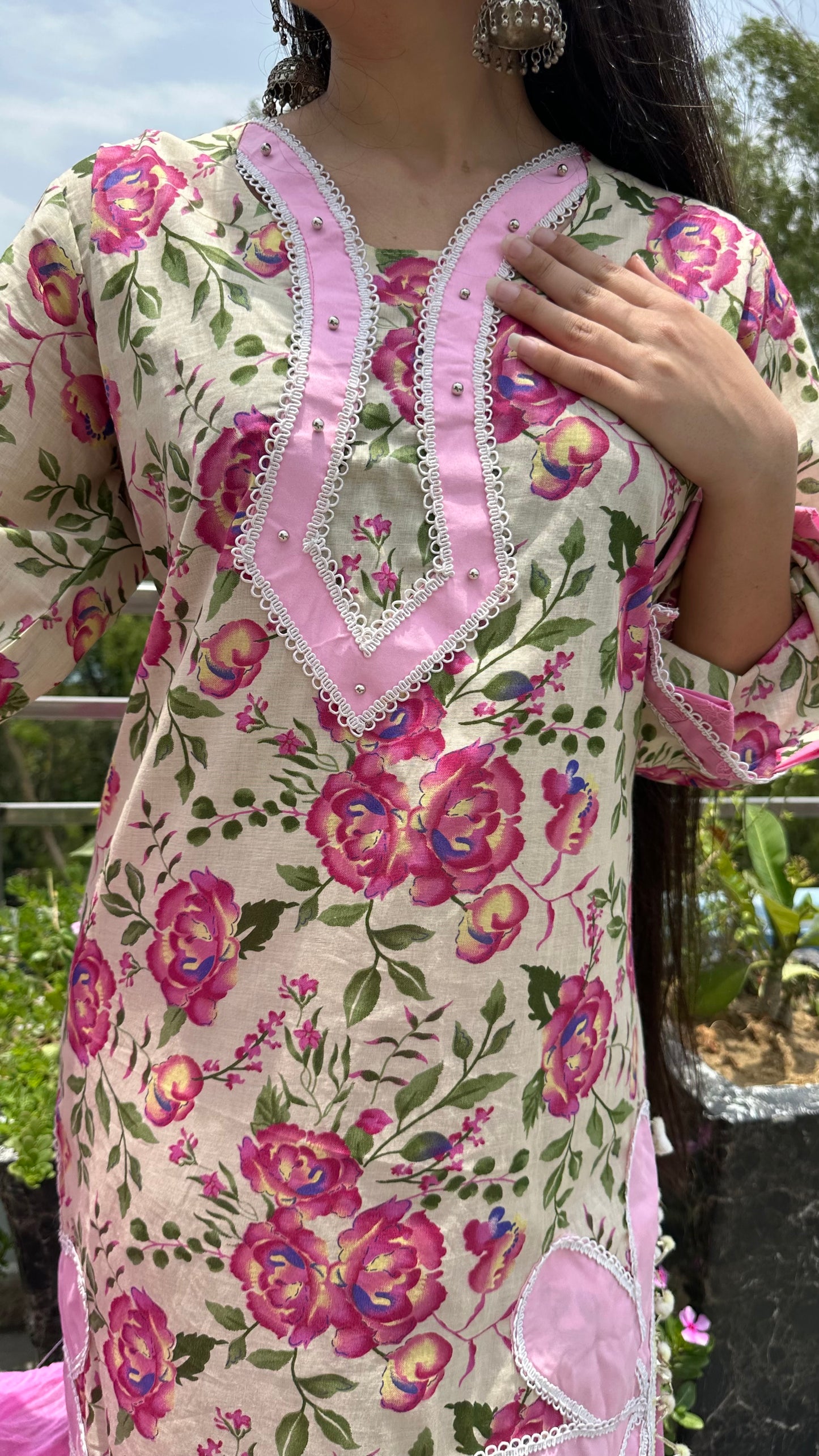 FLORAL COTTON CREAM SET