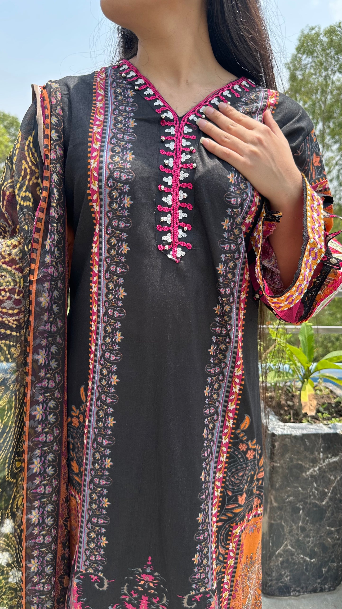BLACK ORANGE COTTON SET