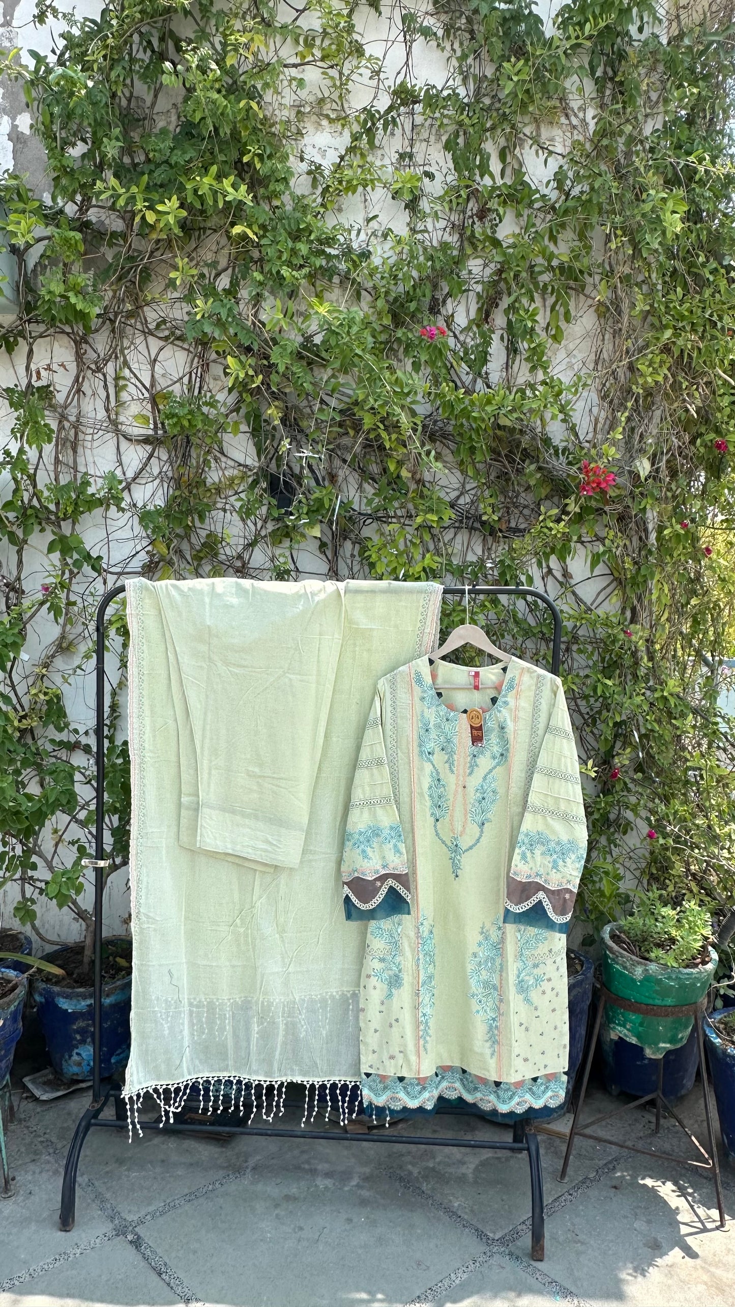 HEAVY EMBROIDERED COTTON KURTI SET