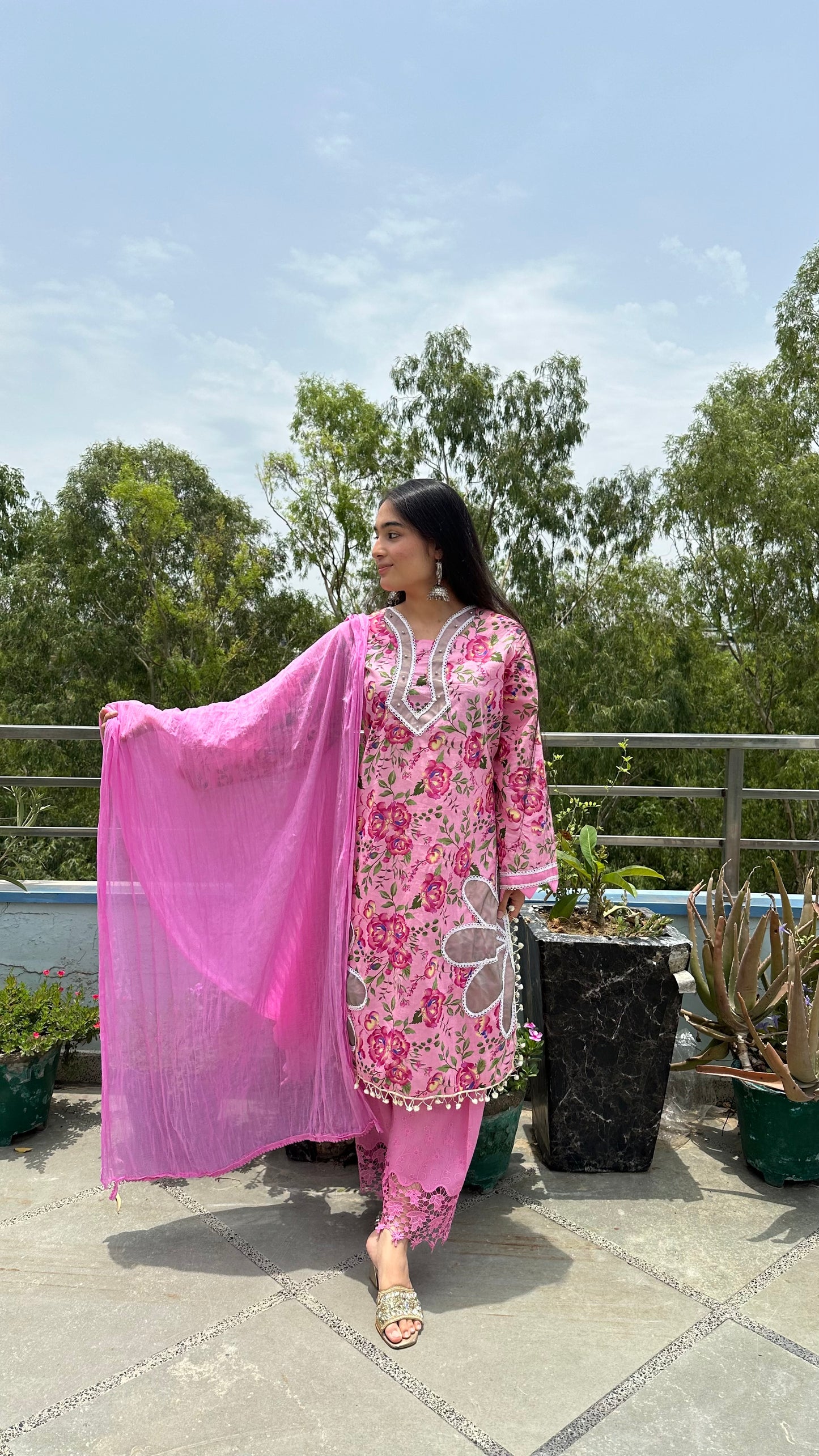 FLORAL COTTON PINK SET