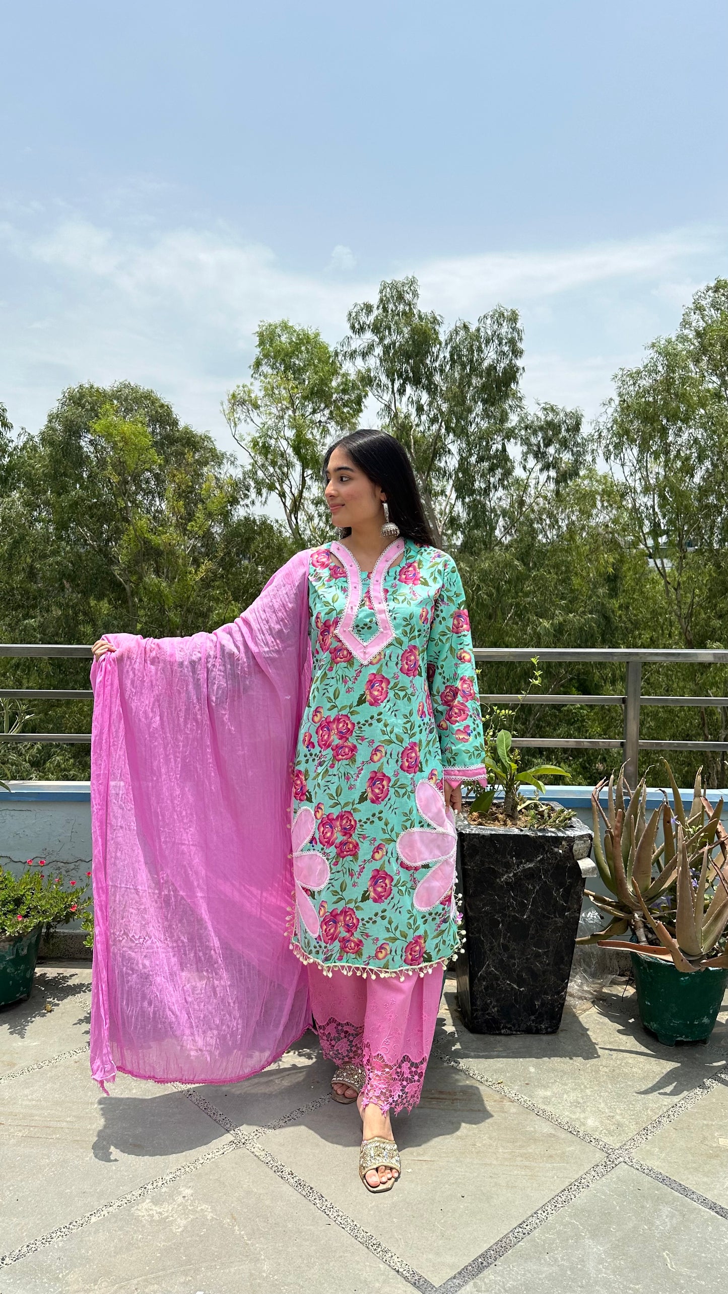 FLORAL COTTON GREEN SET