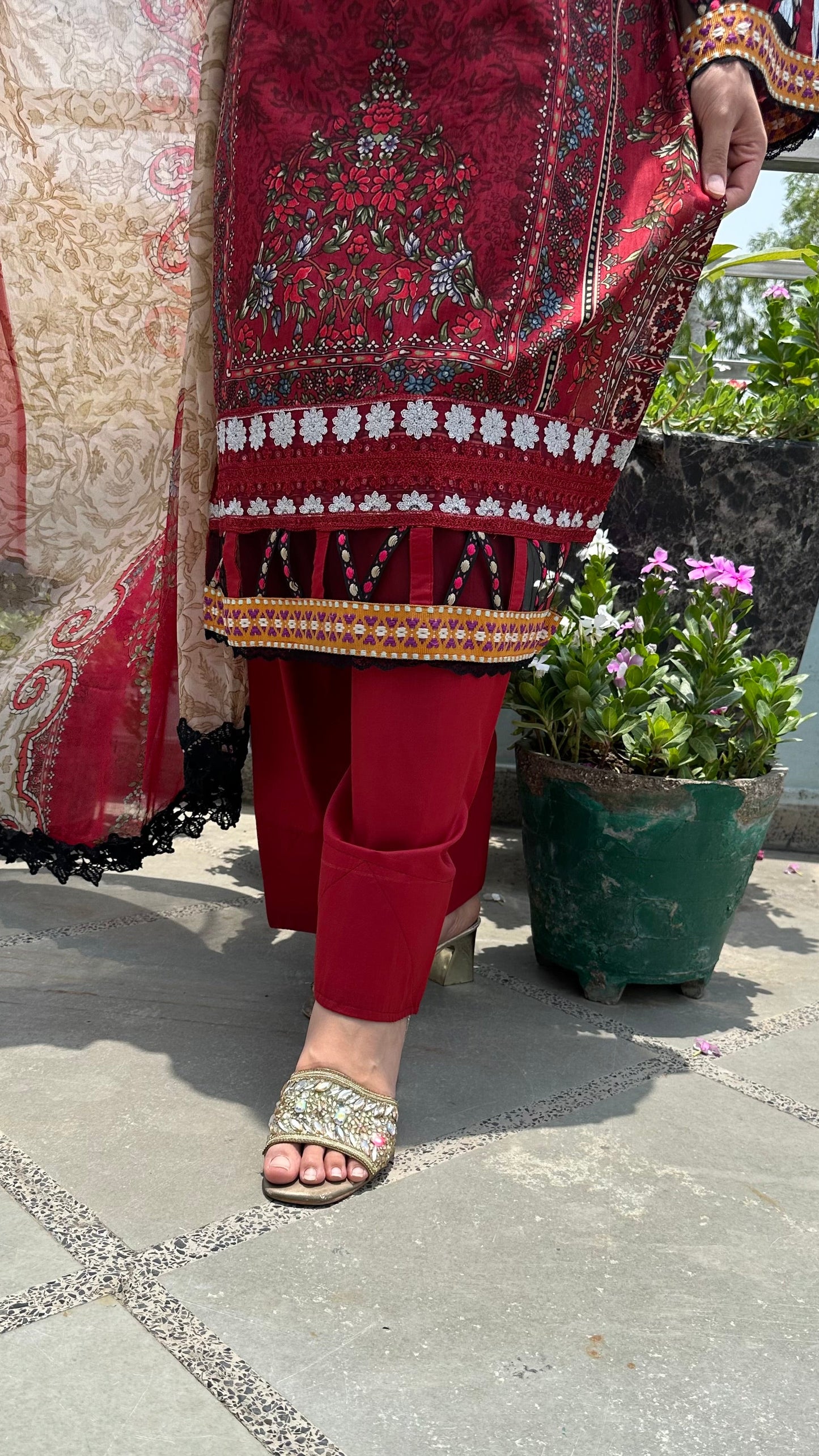 DARK RED COTTON SET