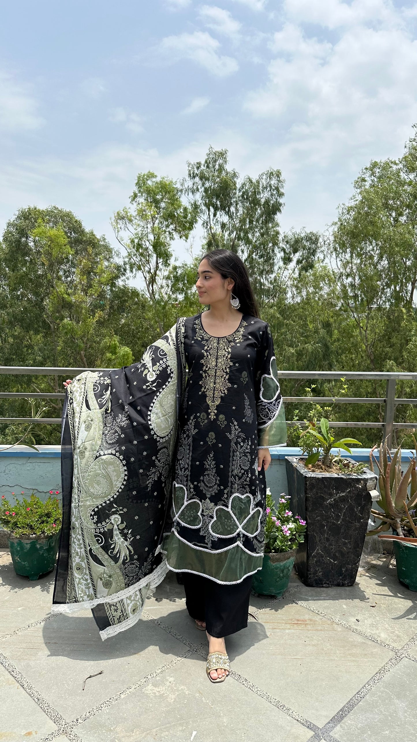 INDO COTTON BLACK GREEN SET