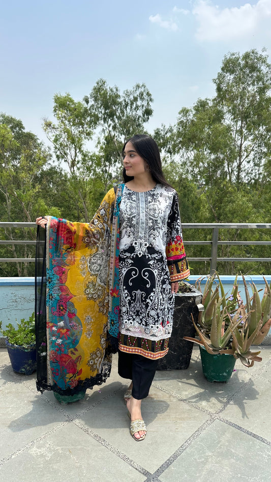 BLACK MULTI COLOUR COTTON SET