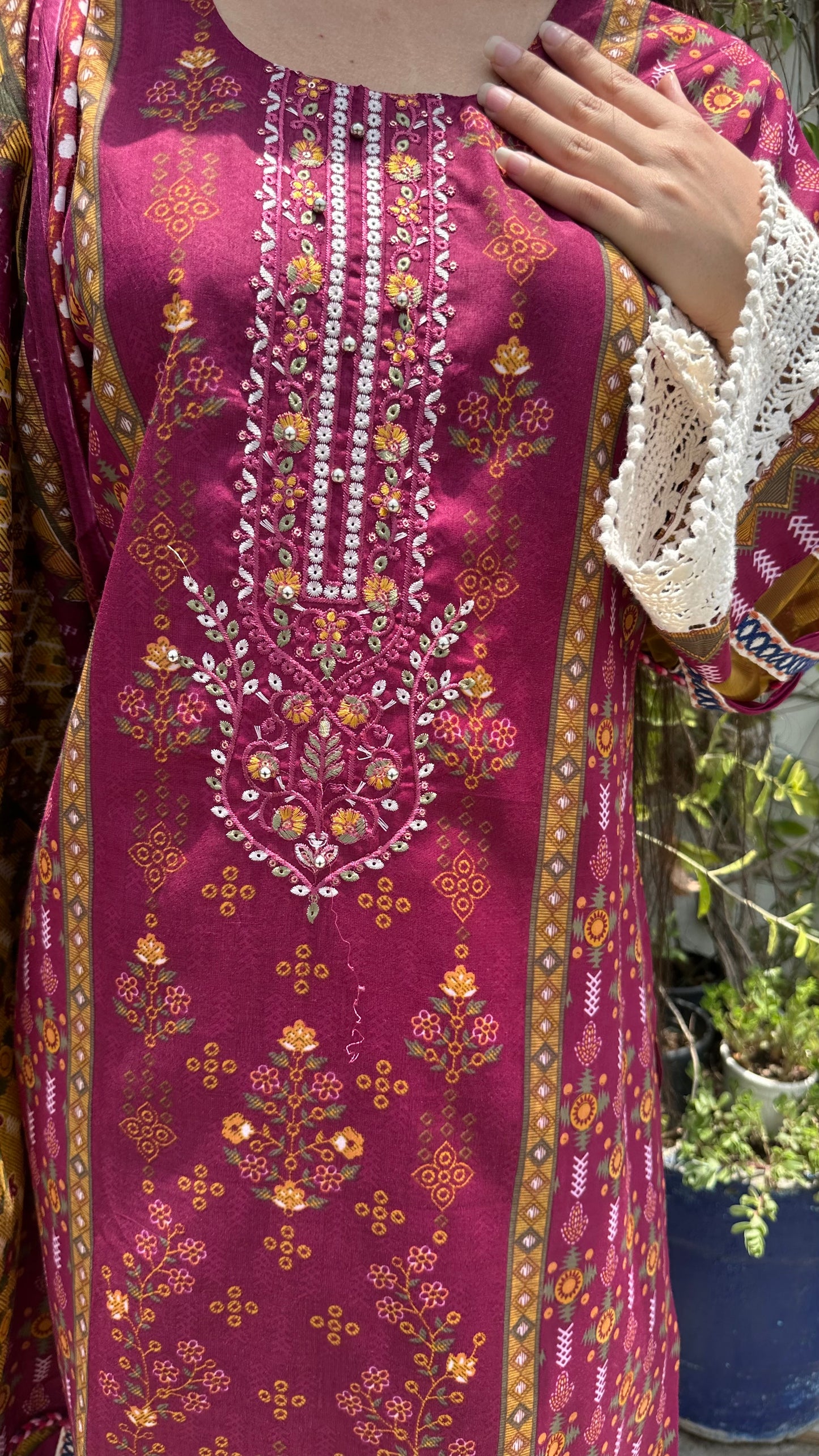 INDO COTTON MAROON SET