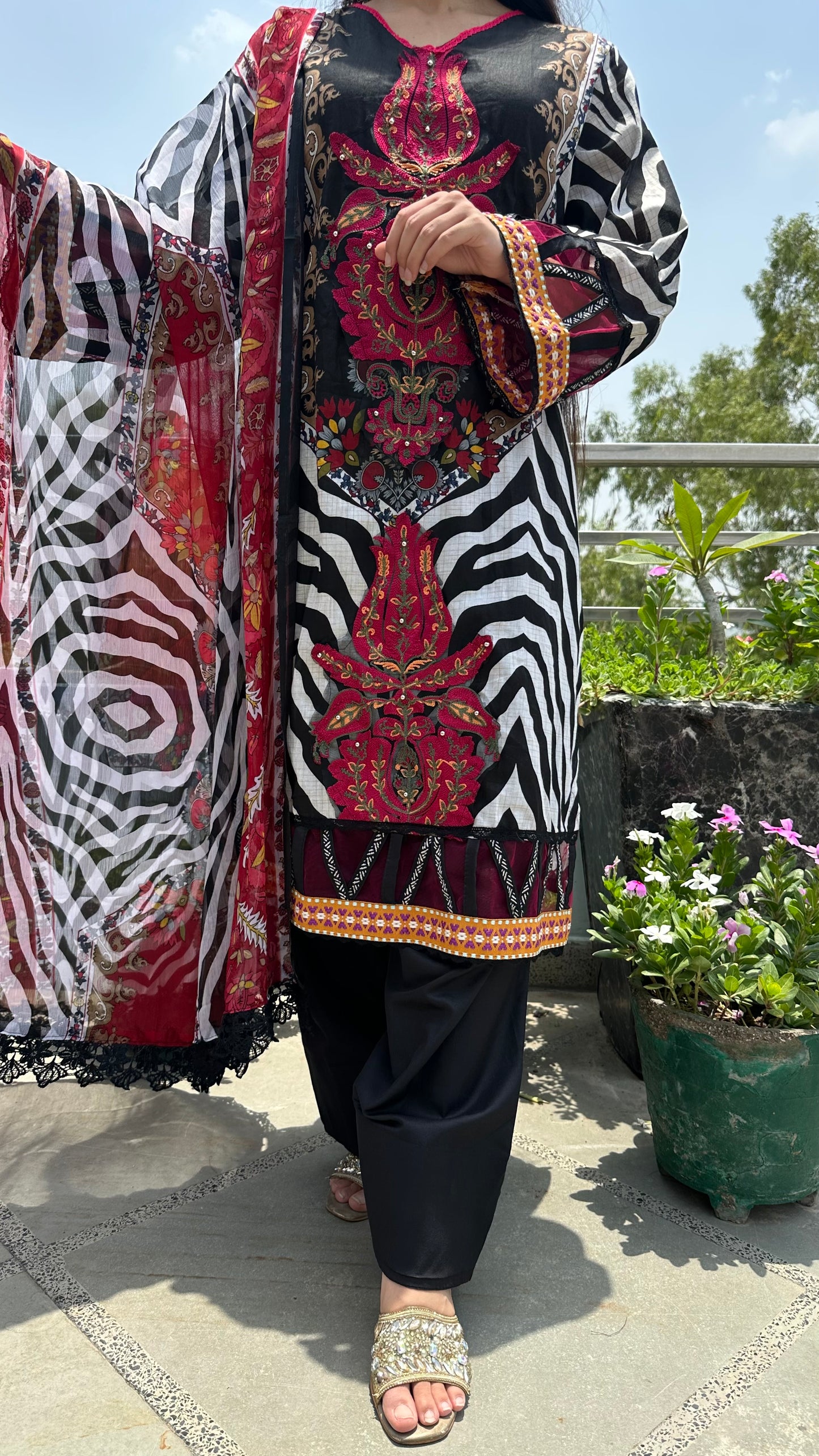 BLACK RED COTTON SET