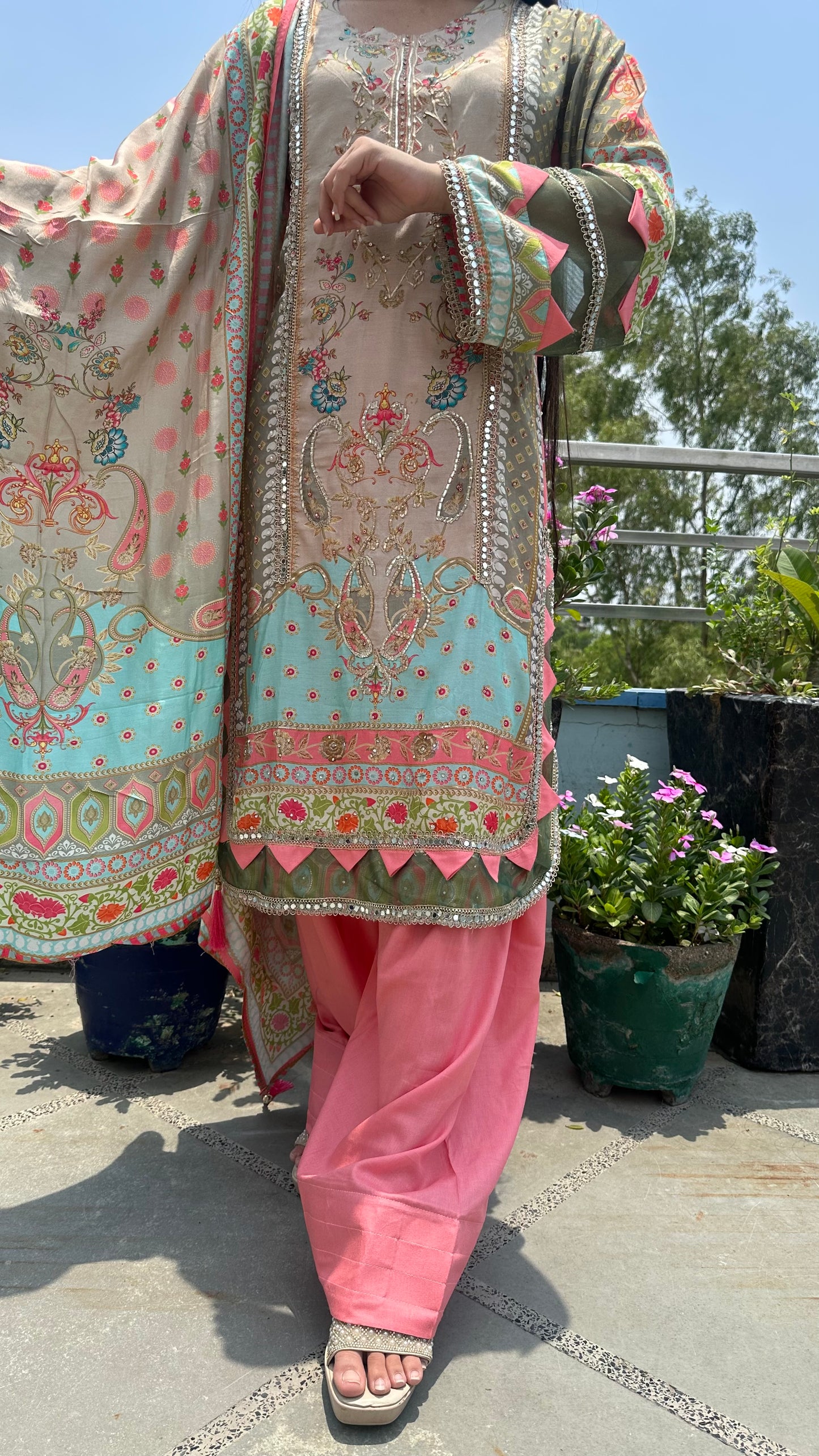 MUSLIN BEIGE PINK SET