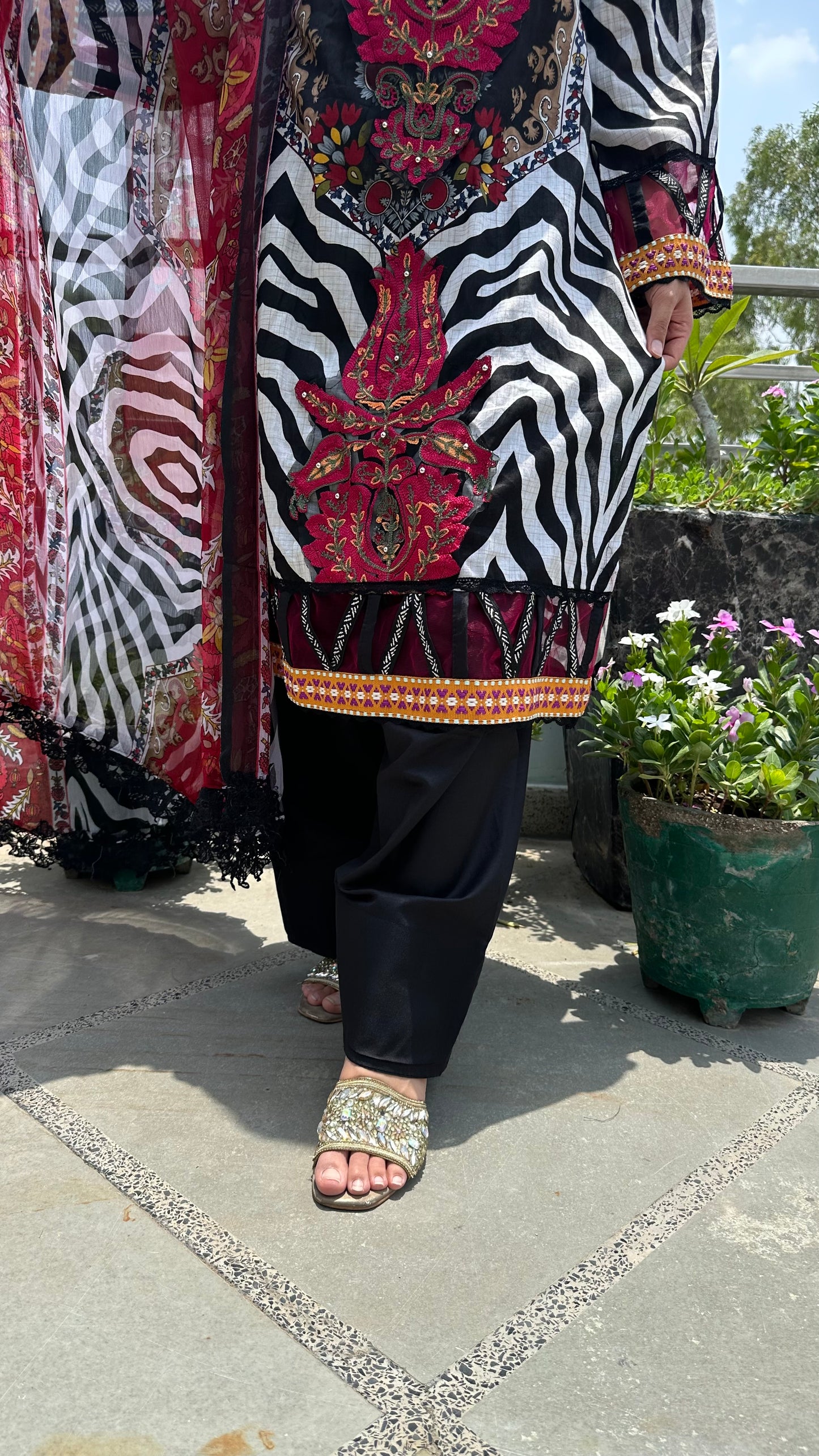 BLACK RED COTTON SET