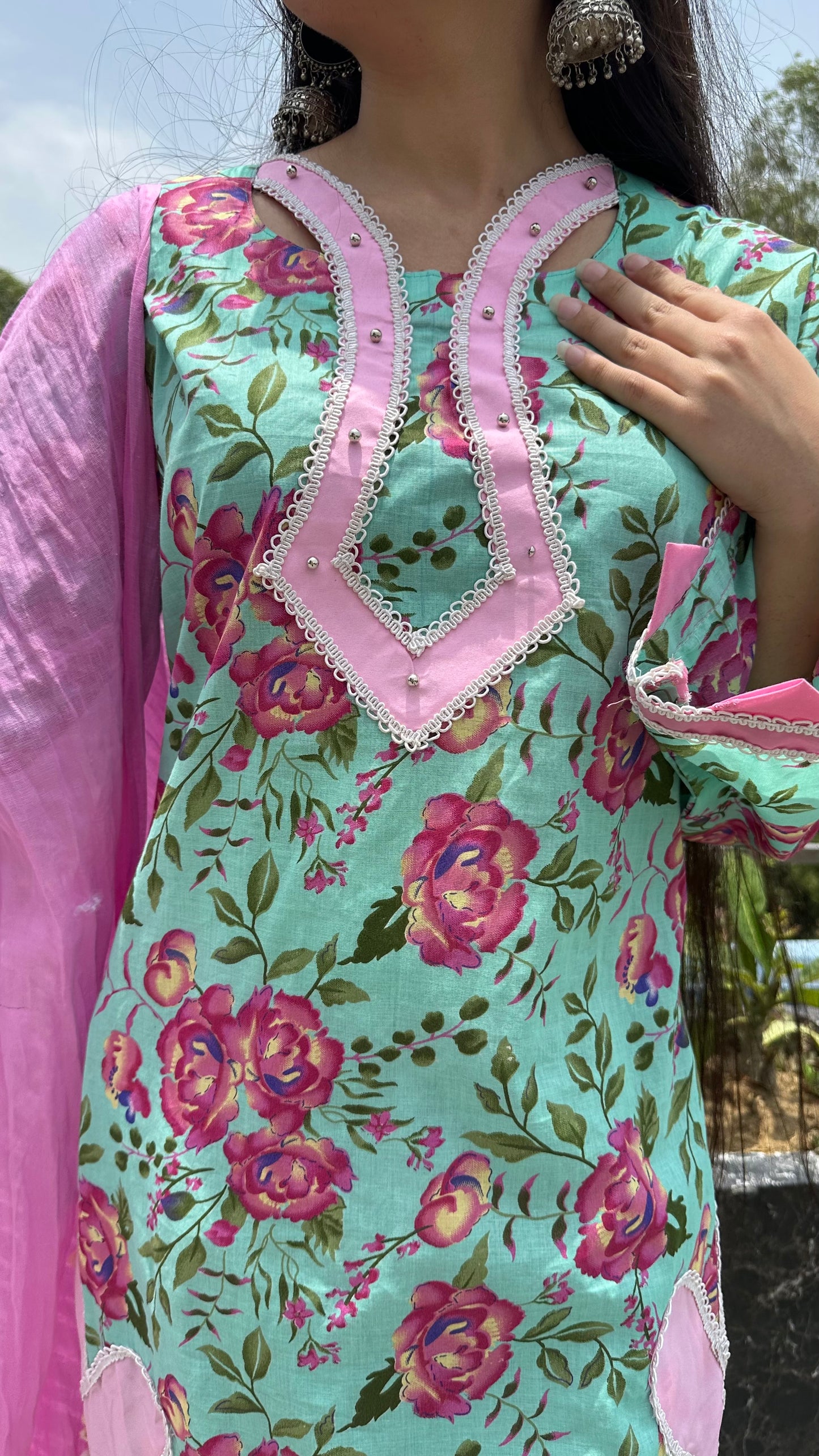 FLORAL COTTON GREEN SET