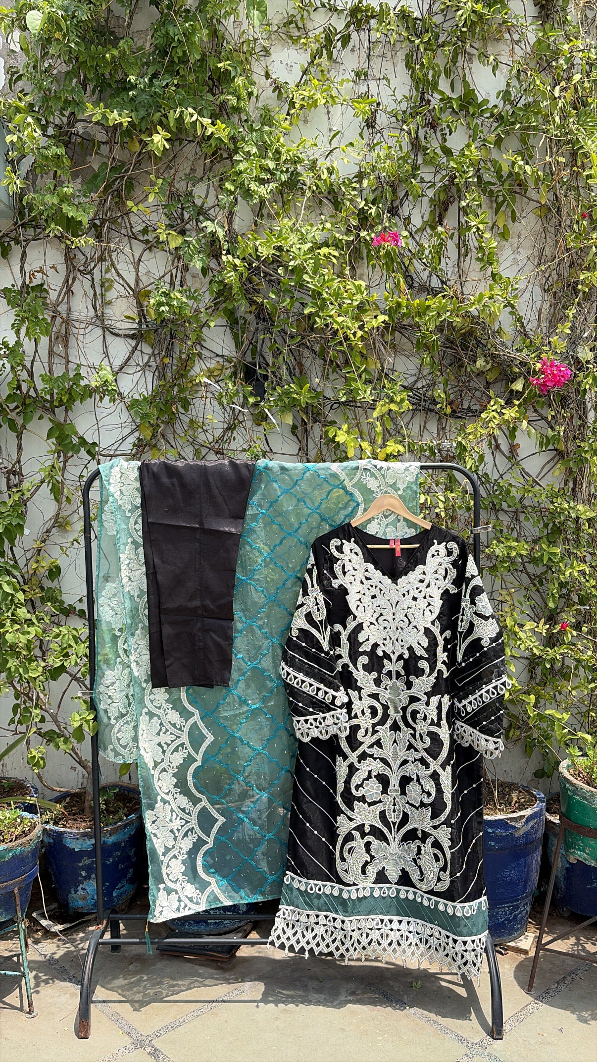 ORGANZA HEAVY HAND EMBROIDERED KURTI SET