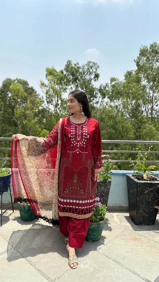 DARK RED COTTON SET