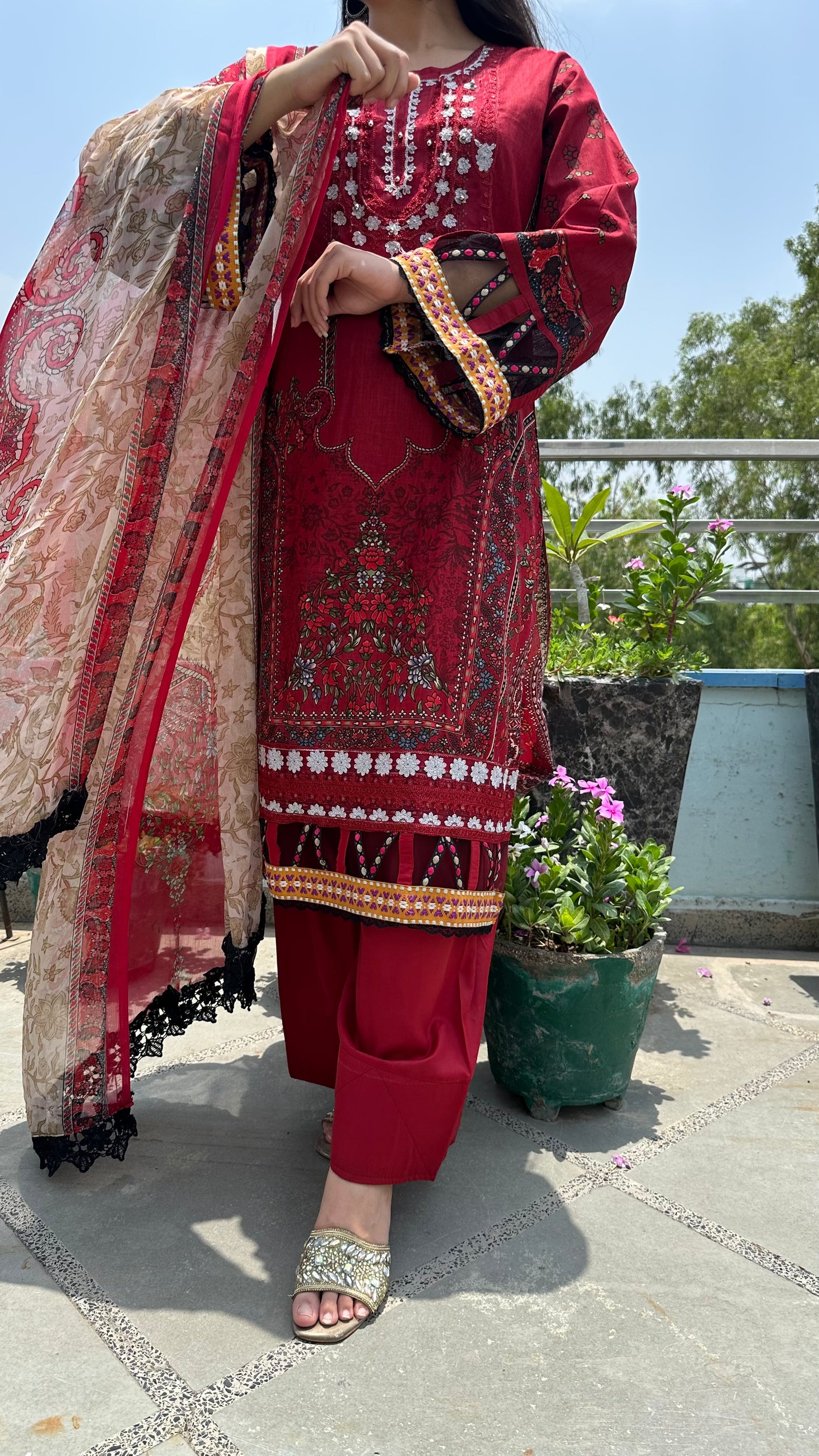 DARK RED COTTON SET