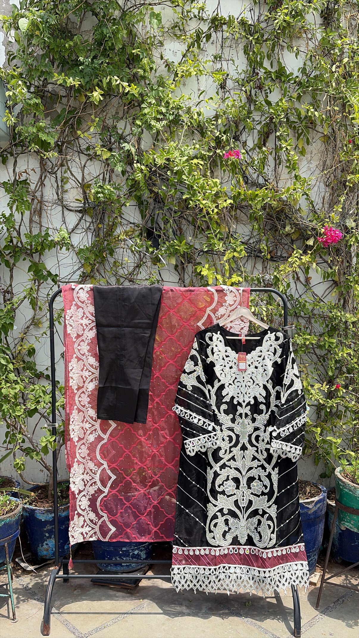 ORGANZA HEAVY HAND EMBROIDERED KURTI SET