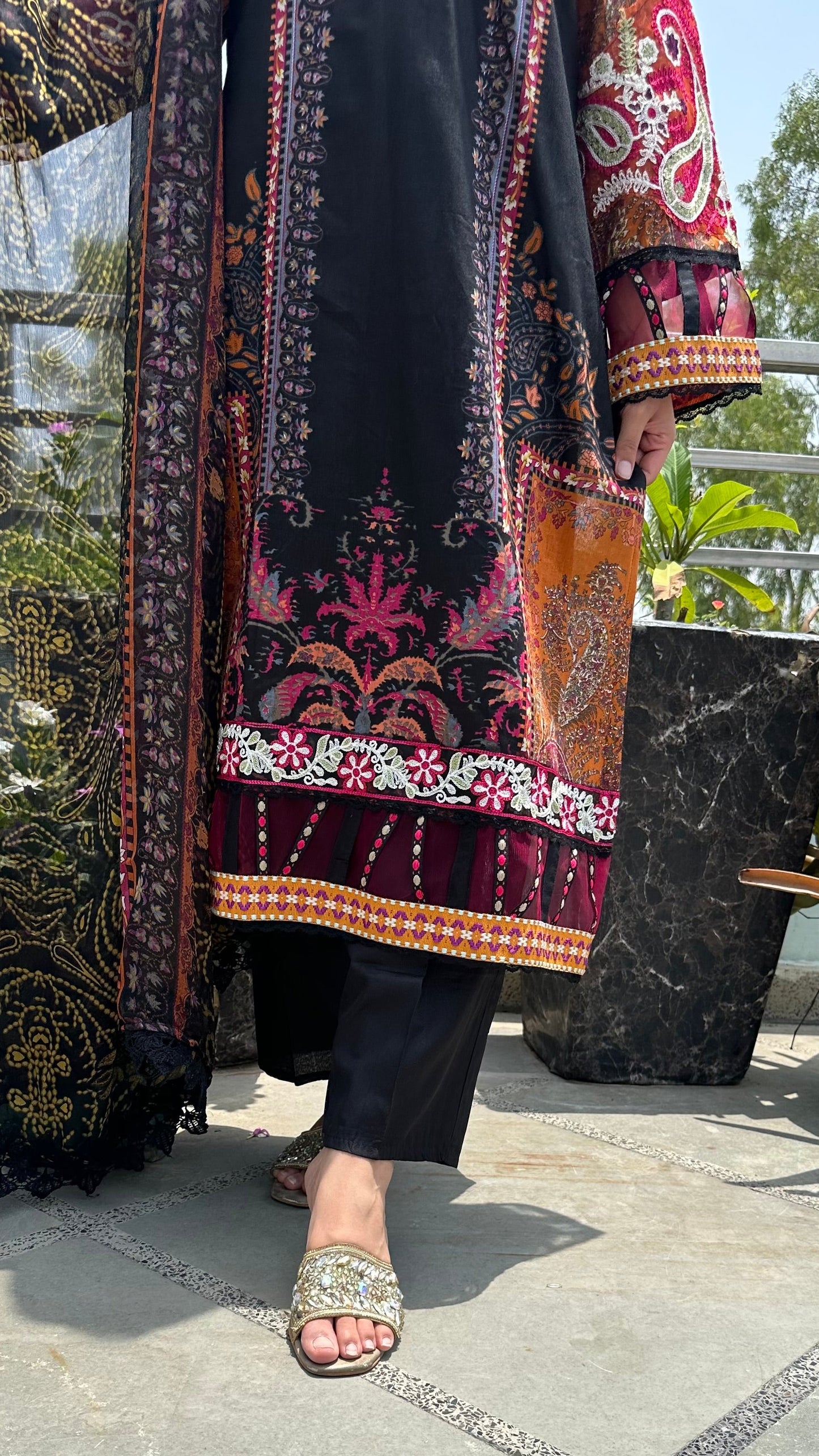 BLACK ORANGE COTTON SET