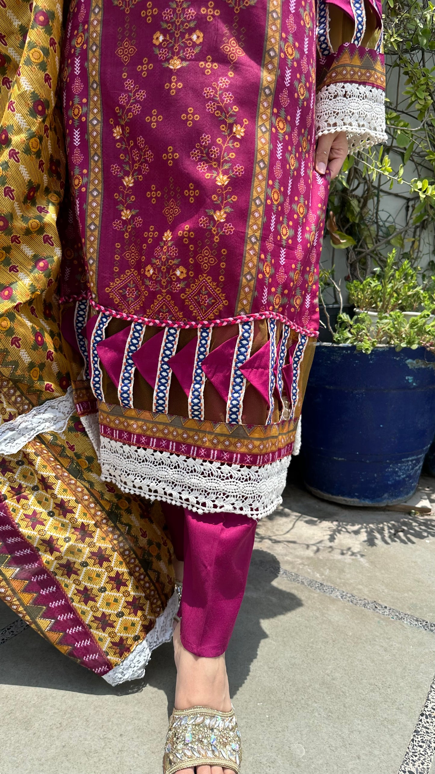 INDO COTTON MAROON SET