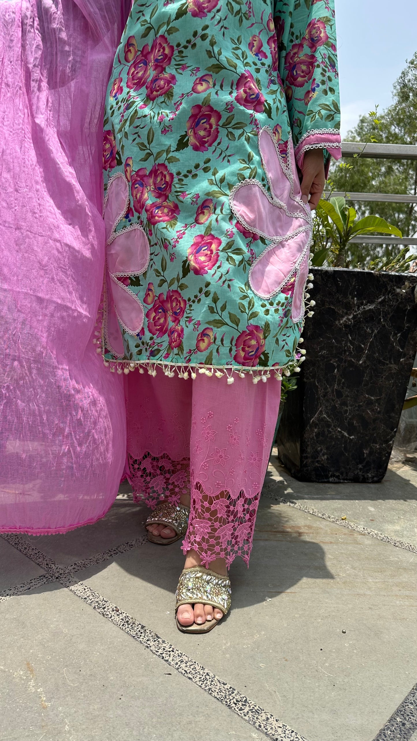 FLORAL COTTON GREEN SET