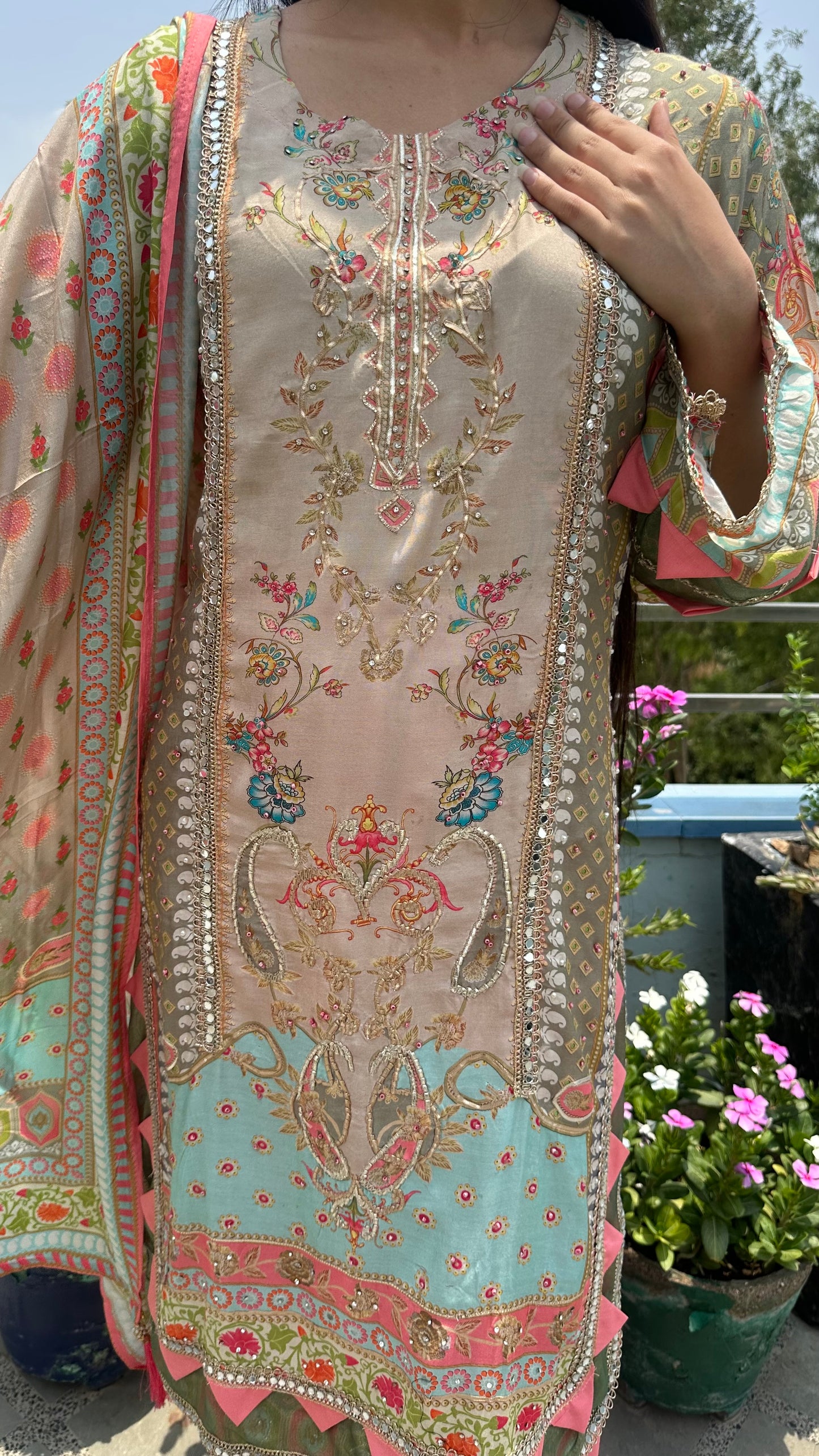 MUSLIN BEIGE PINK SET