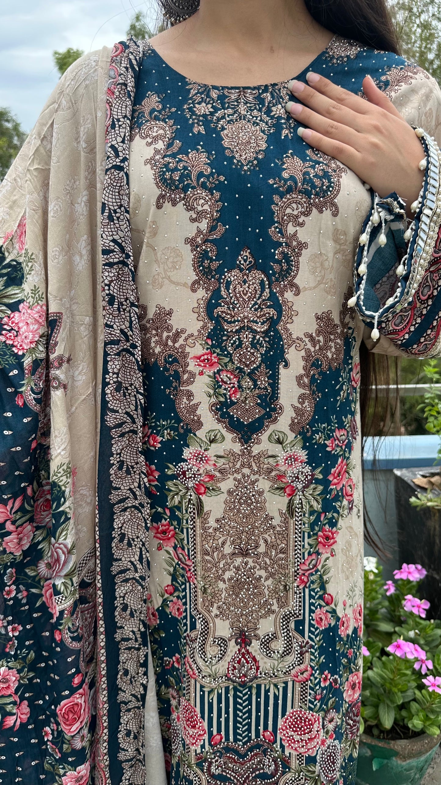 RAYON LACE WORK SET