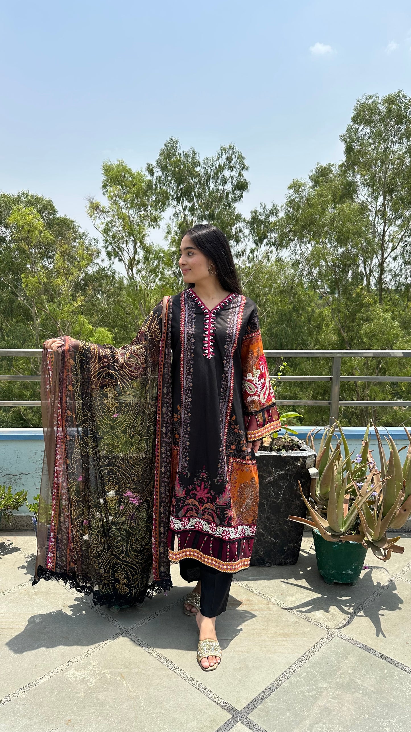 BLACK ORANGE COTTON SET