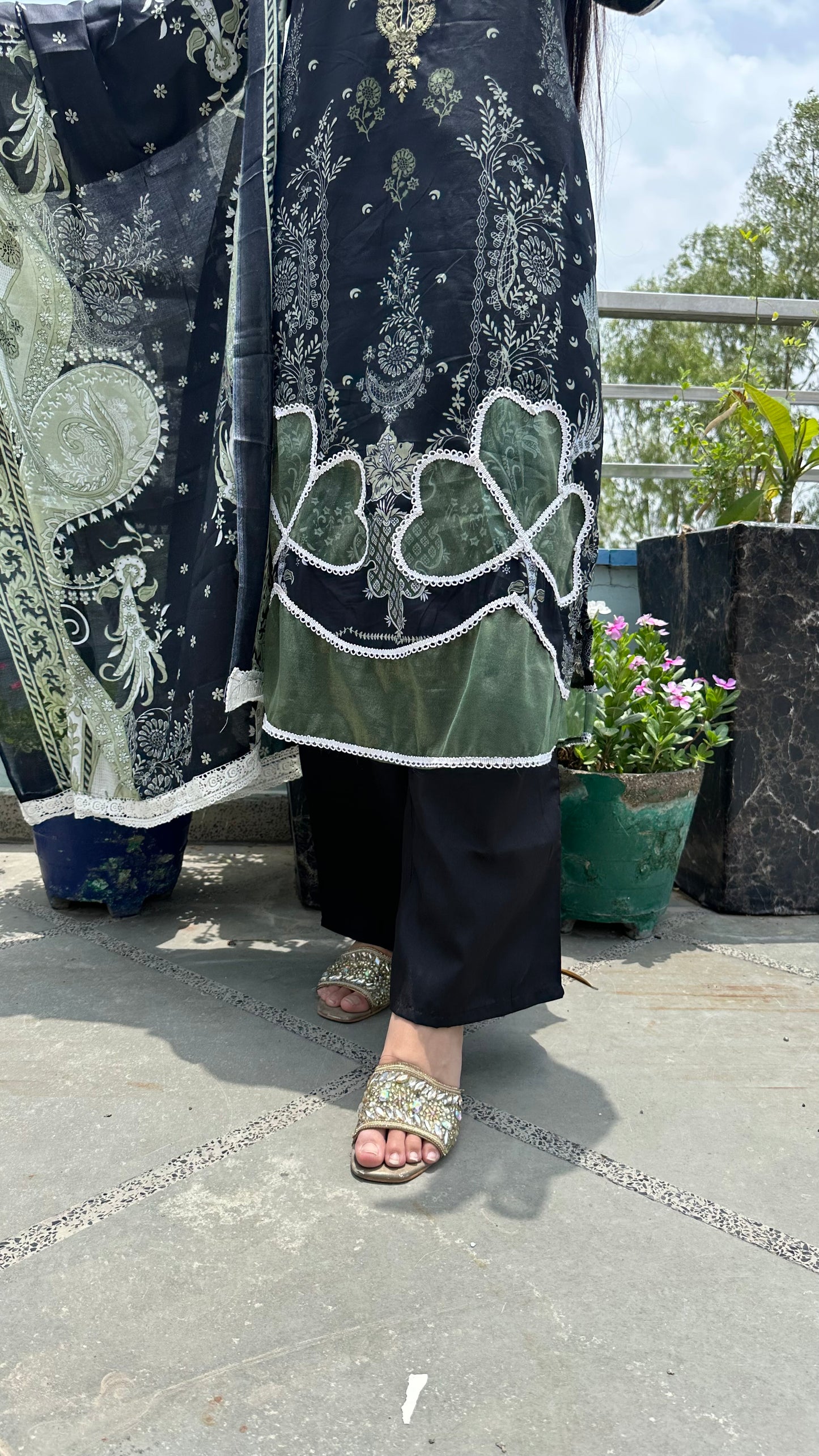 INDO COTTON BLACK GREEN SET