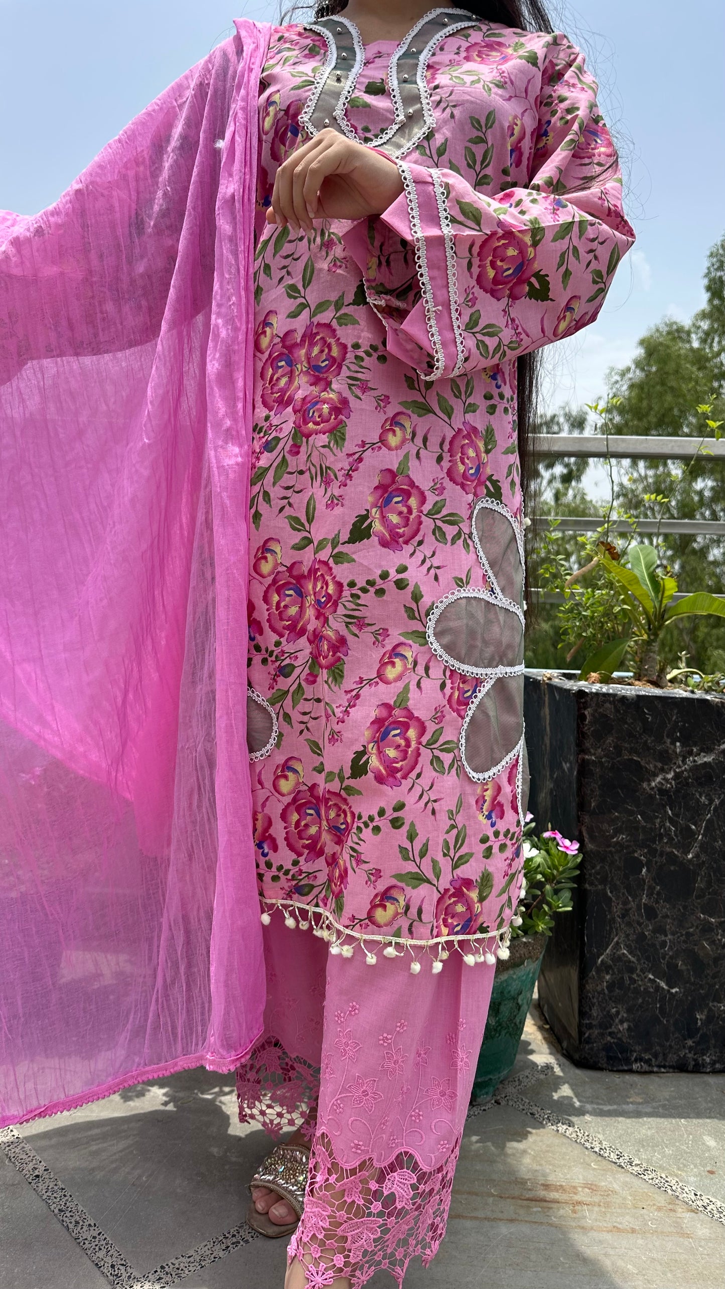 FLORAL COTTON PINK SET