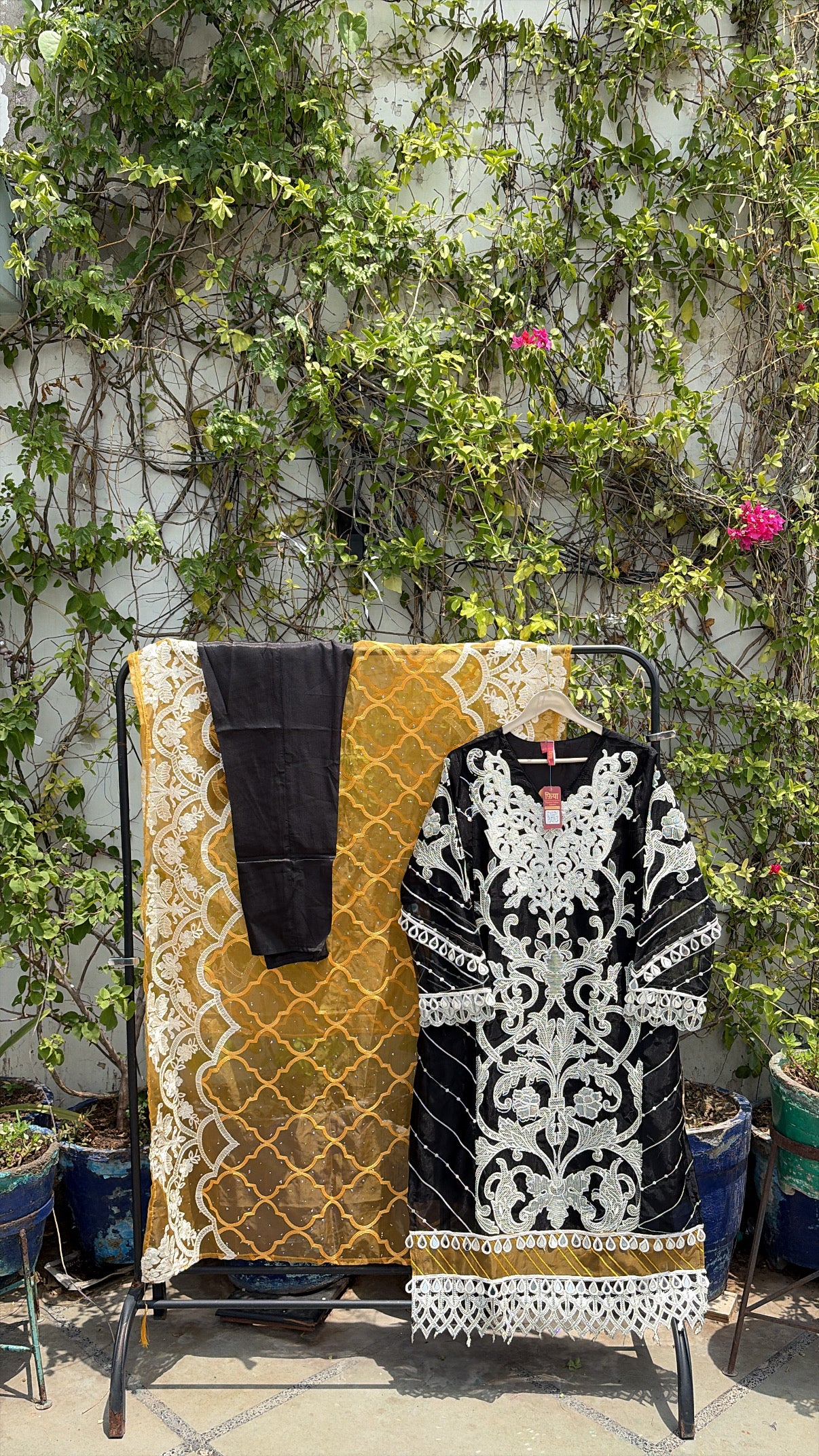 ORGANZA HEAVY HAND EMBROIDERED KURTI SET