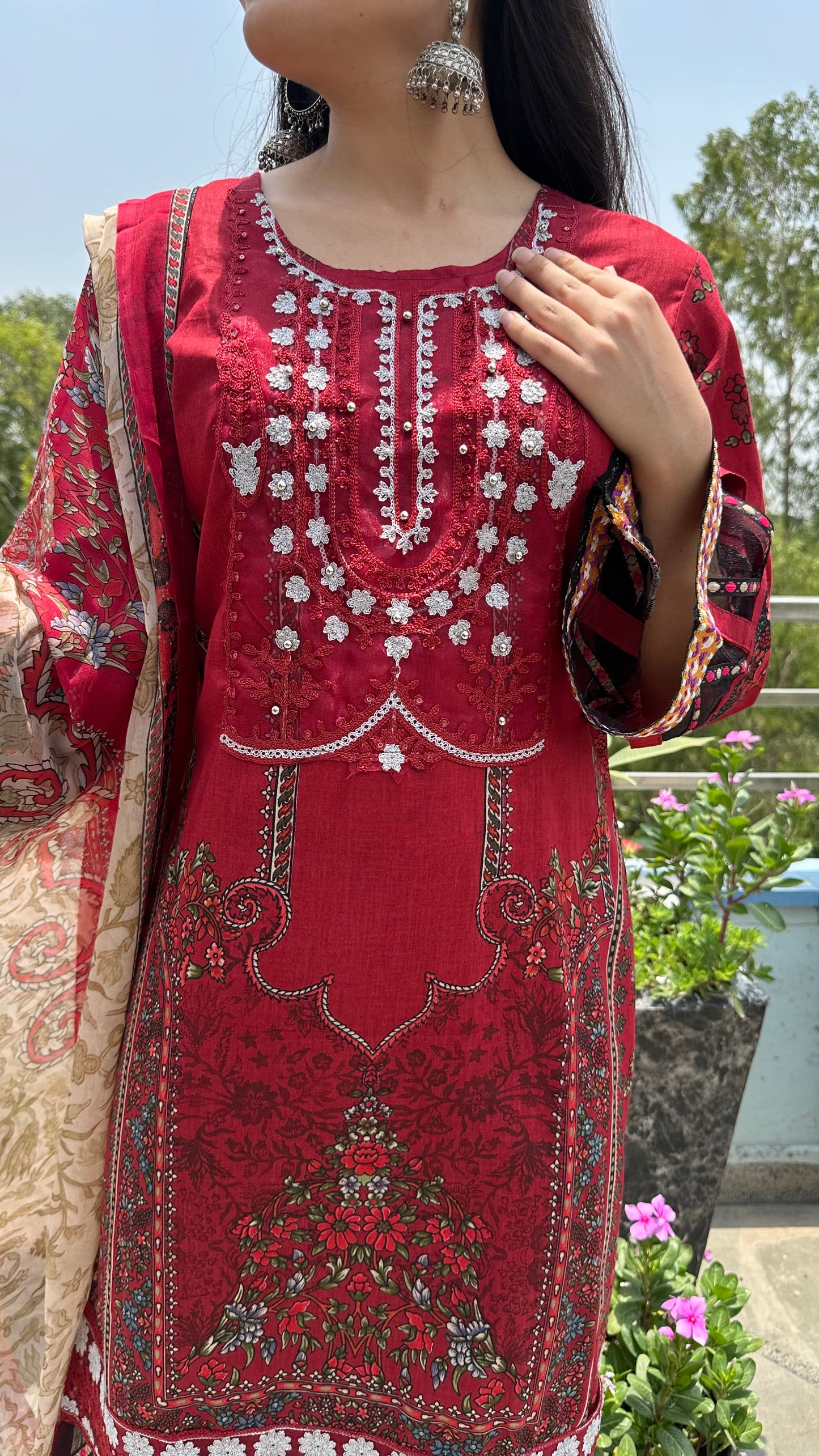 DARK RED COTTON SET