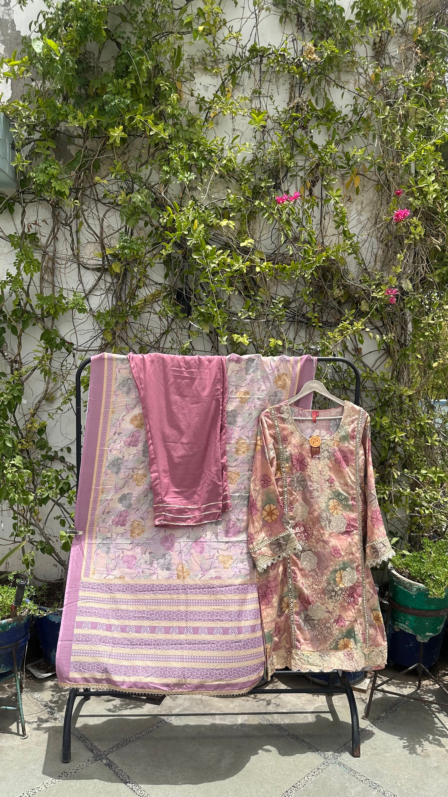 RAYON PASTEL HAND EMBROIDERED SET