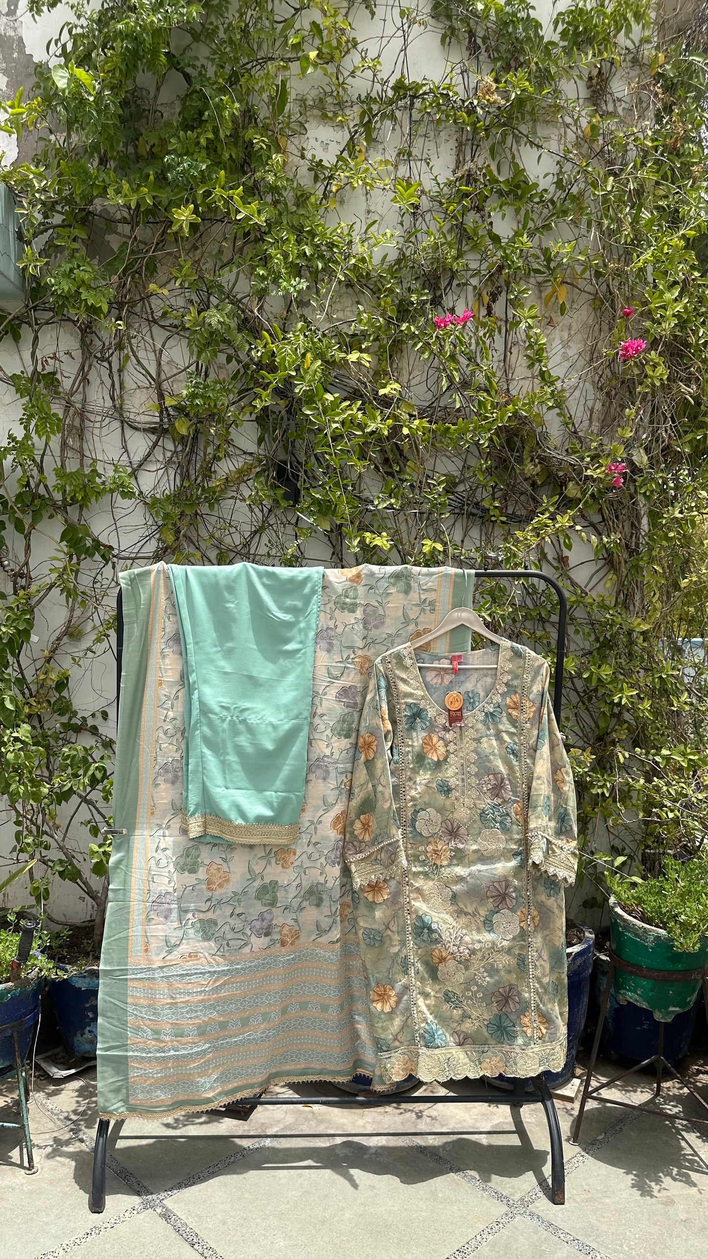 RAYON PASTEL HAND EMBROIDERED SET