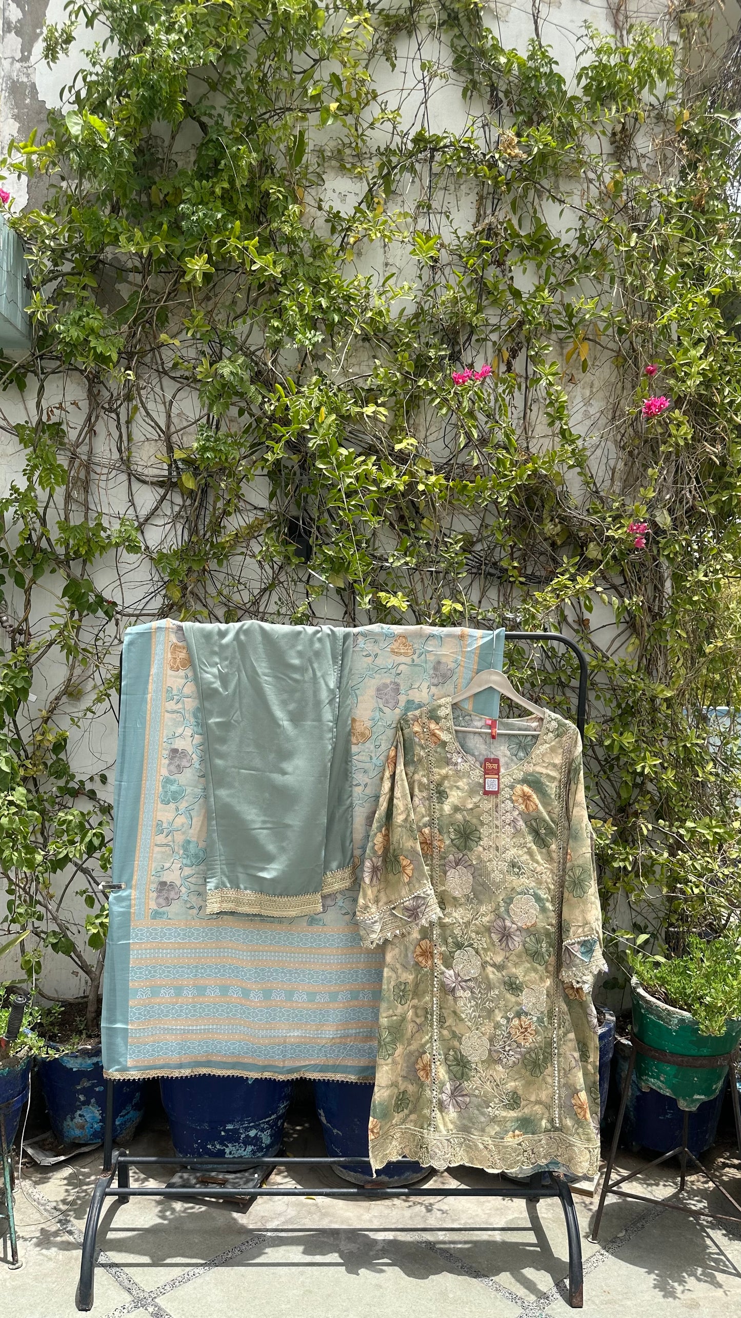 RAYON PASTEL HAND EMBROIDERED SET