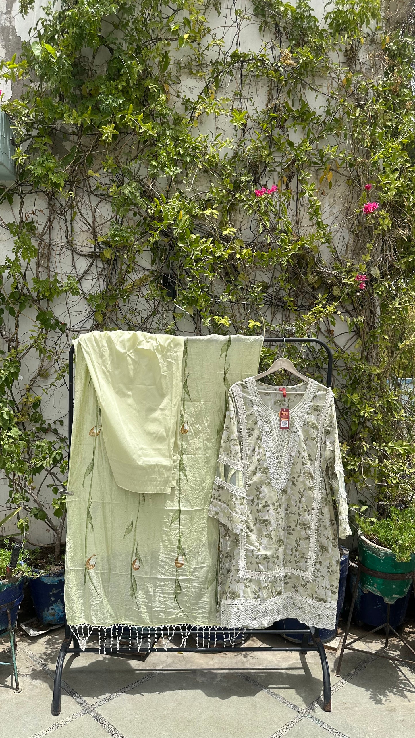 COTTON CHIKANKARI FARSHI KURTI SET